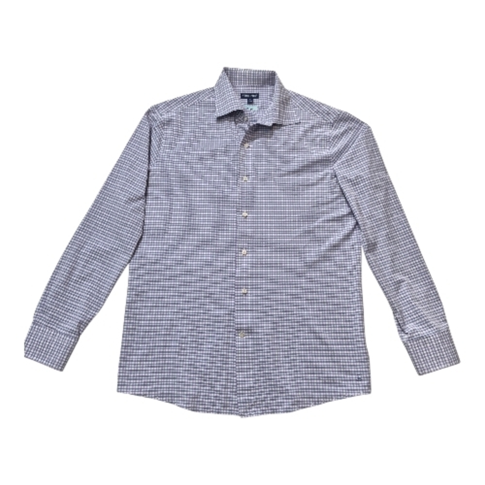 Peter Millar Shirt Purple Blue Plaid Flex Finish Long Sleeve Button Front Mens M